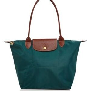 Longchamp Teal and Brown Tote Bag